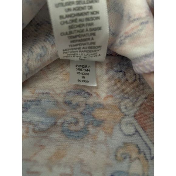 Chico's Orange Medallion Dress Chicos Size 1 US Size 8 Sheath Tile Pattern Notch - Picture 5 of 7